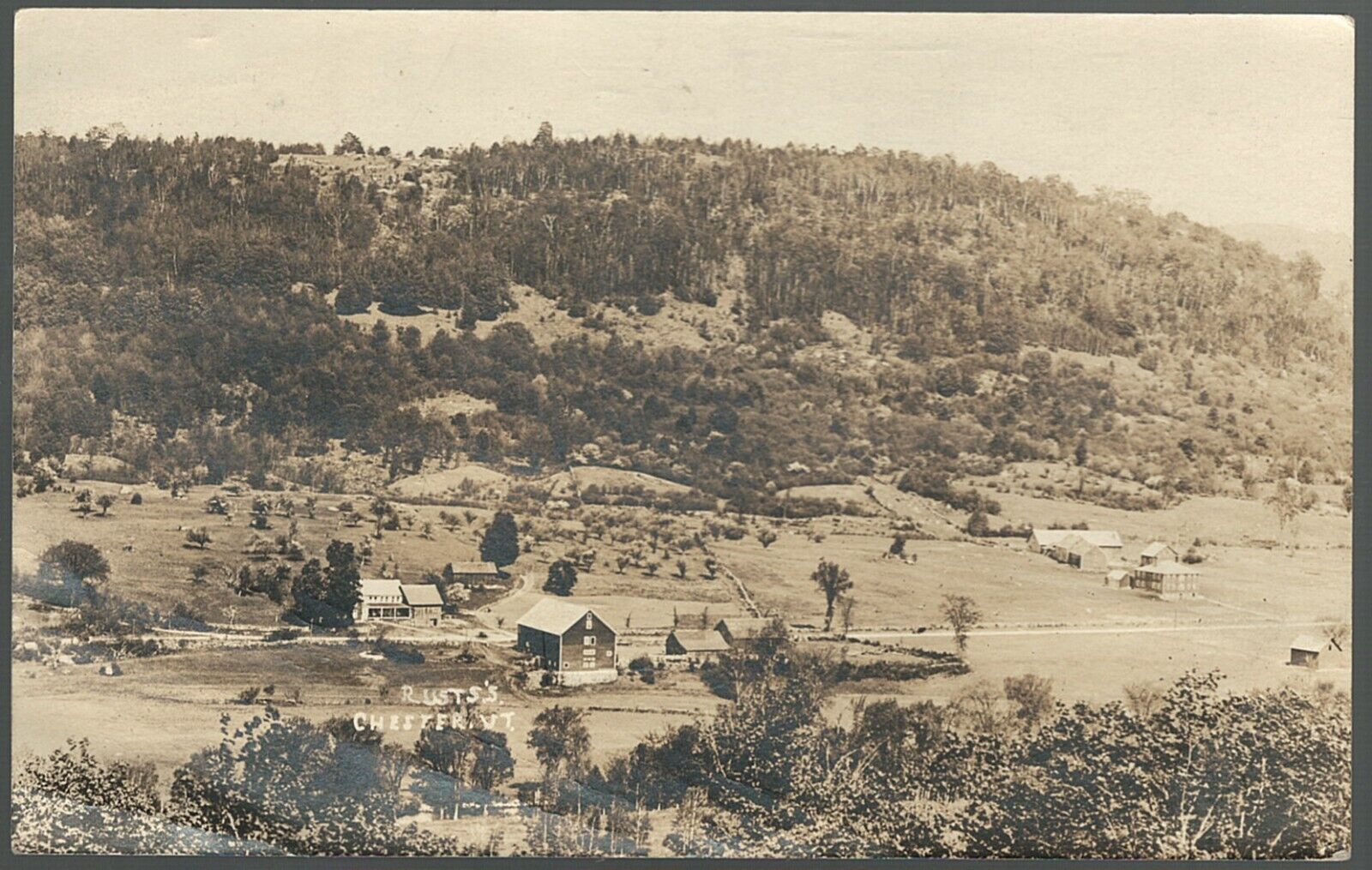RPPC Chester Vermont Rusts\'s Farm Hillside View Windsor County 1923