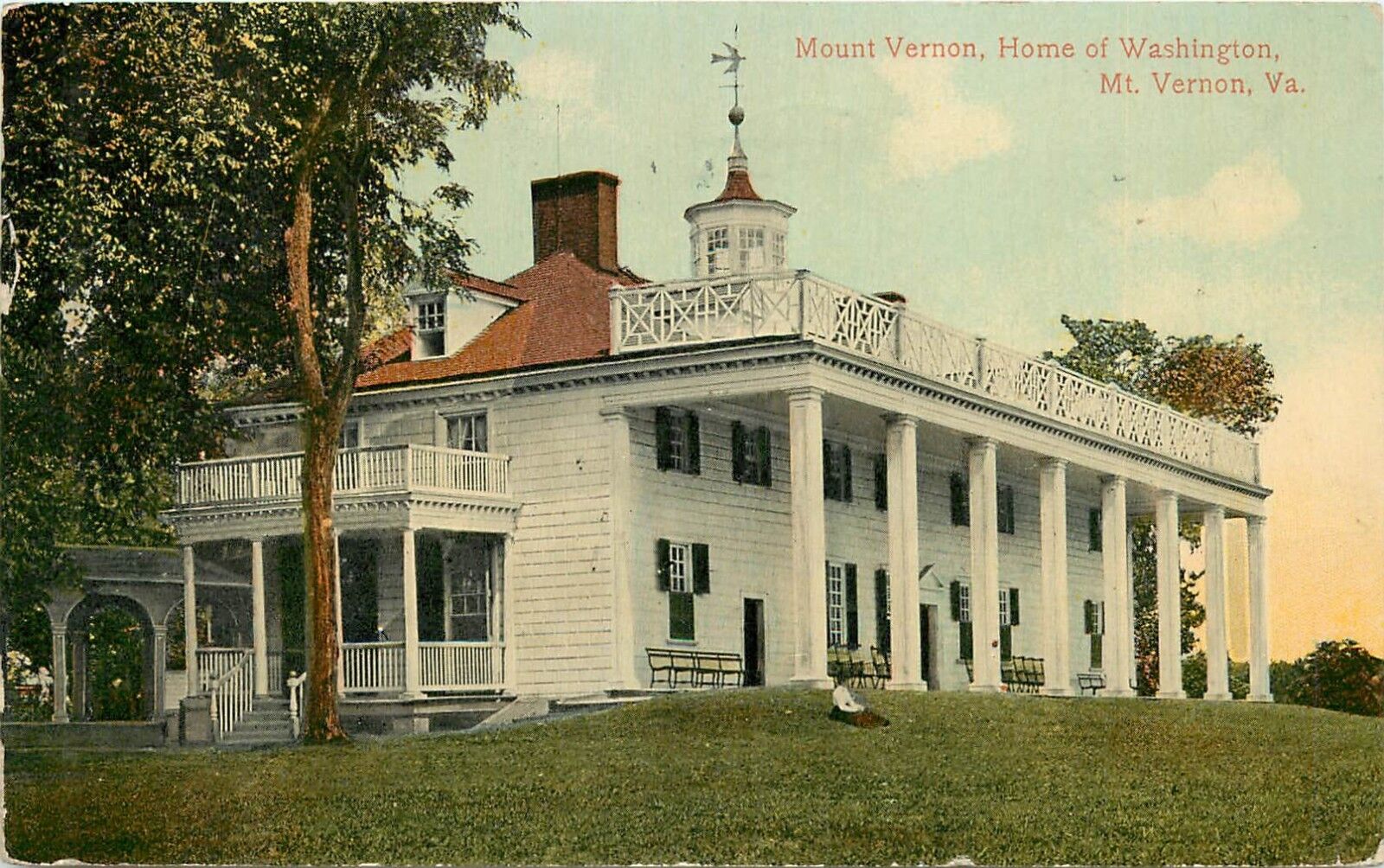 Mount Vernon VA Virginia Home of George Washington pm 1914 Postcard