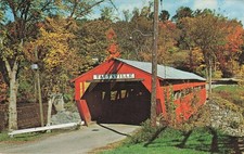 Vintage Taftsville Vermont Covered Bridge Postcard 1969 Autumn Foliage picture