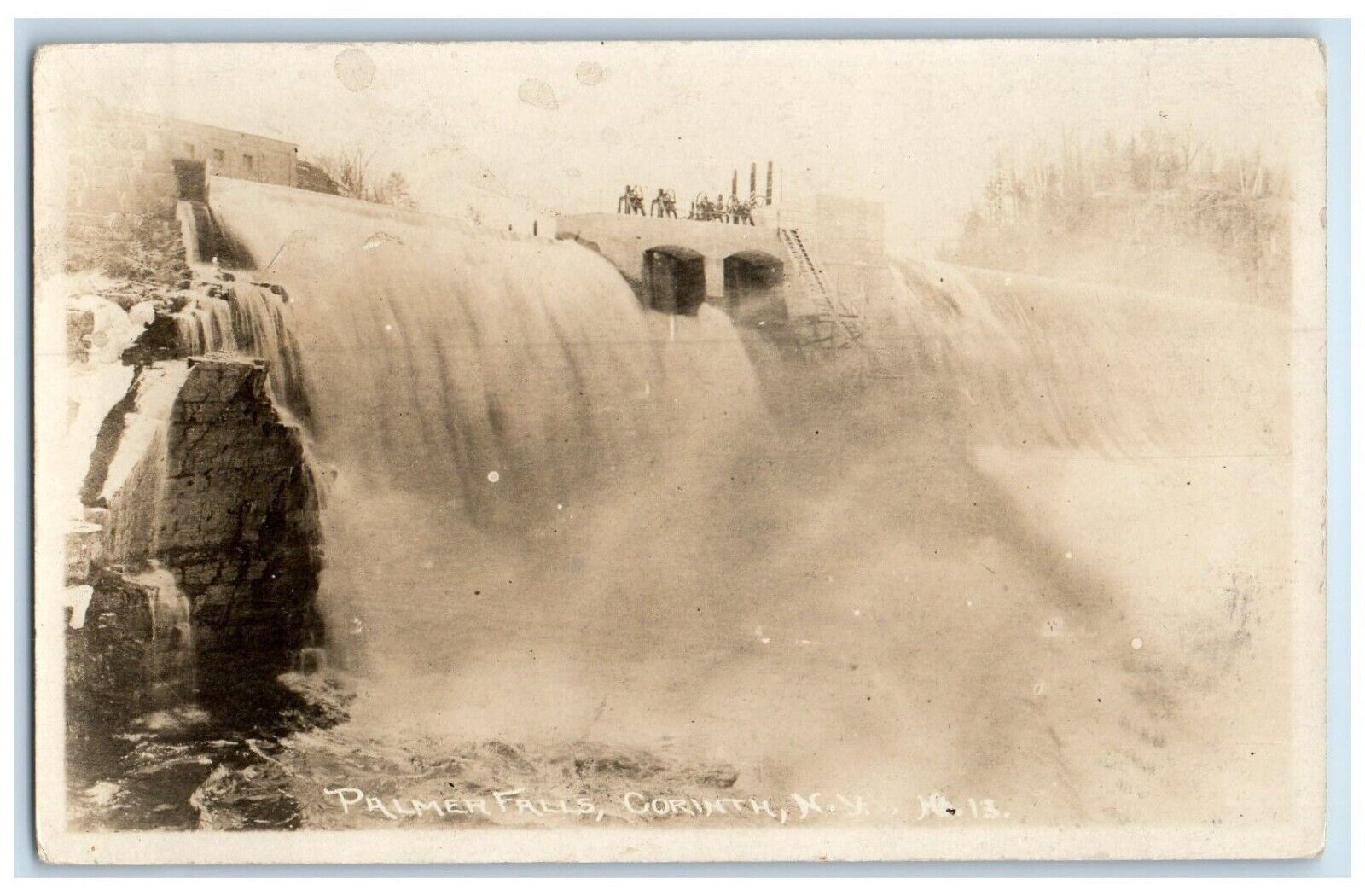 1921 Palmer Falls Waterfalls Corinth New York NY RPPC Photo Vintage Postcard