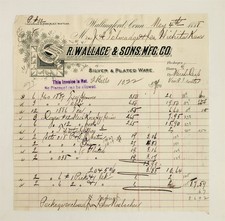 1885 antique R WALLACE & SONS MFG CO wallingford ct SILVER PLATED WARE invoice picture