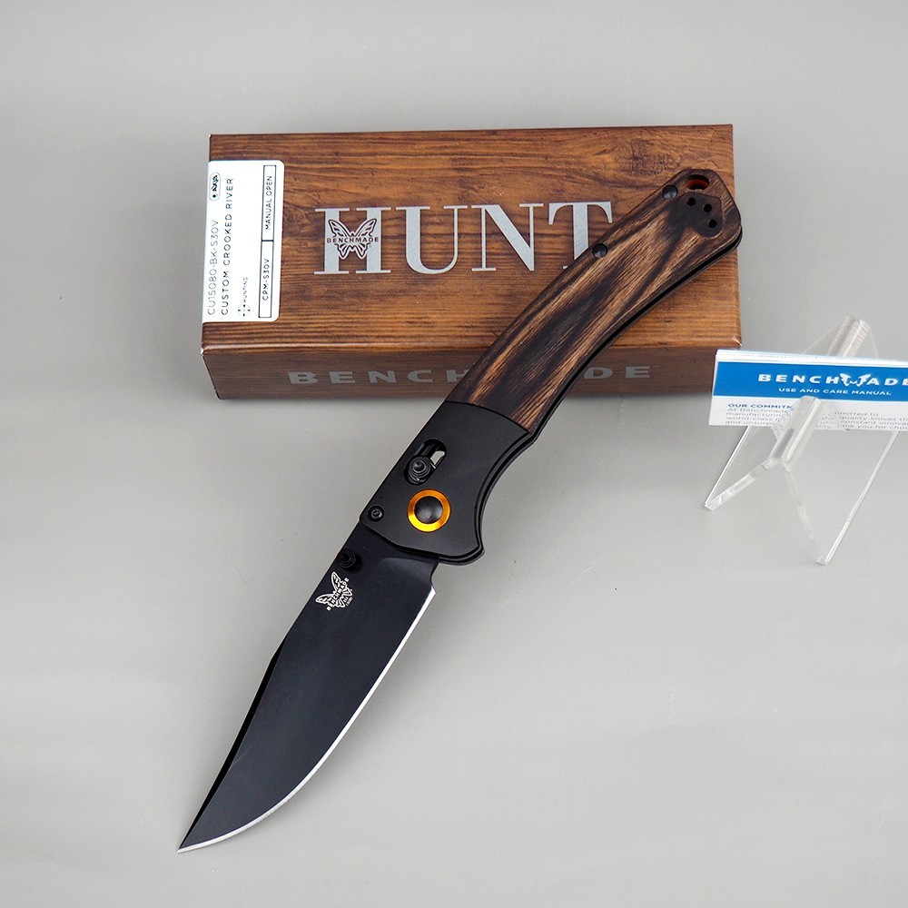 Benchmade 15080 Crooked River Wood Handle S30V Blade AXIS Lock Folding Knife Benchmade 15080 Crooked River Wood Handle S30V Blade AXIS Lock Folding Knife