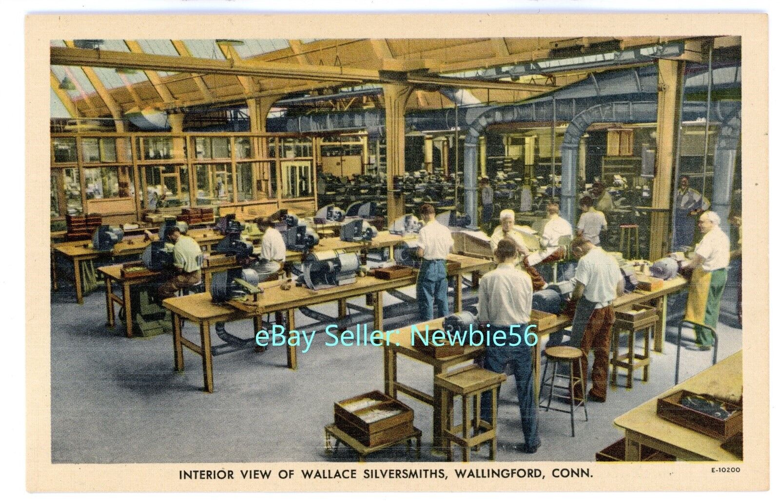 Wallingford Conn CT - WALLACE STERLING SILVER CUTLERY FACTORY - Linen Postcard
