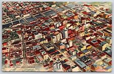 Vintage Postcard Aerial View Rooftops Buildings River in Des Moines Iowa IA picture