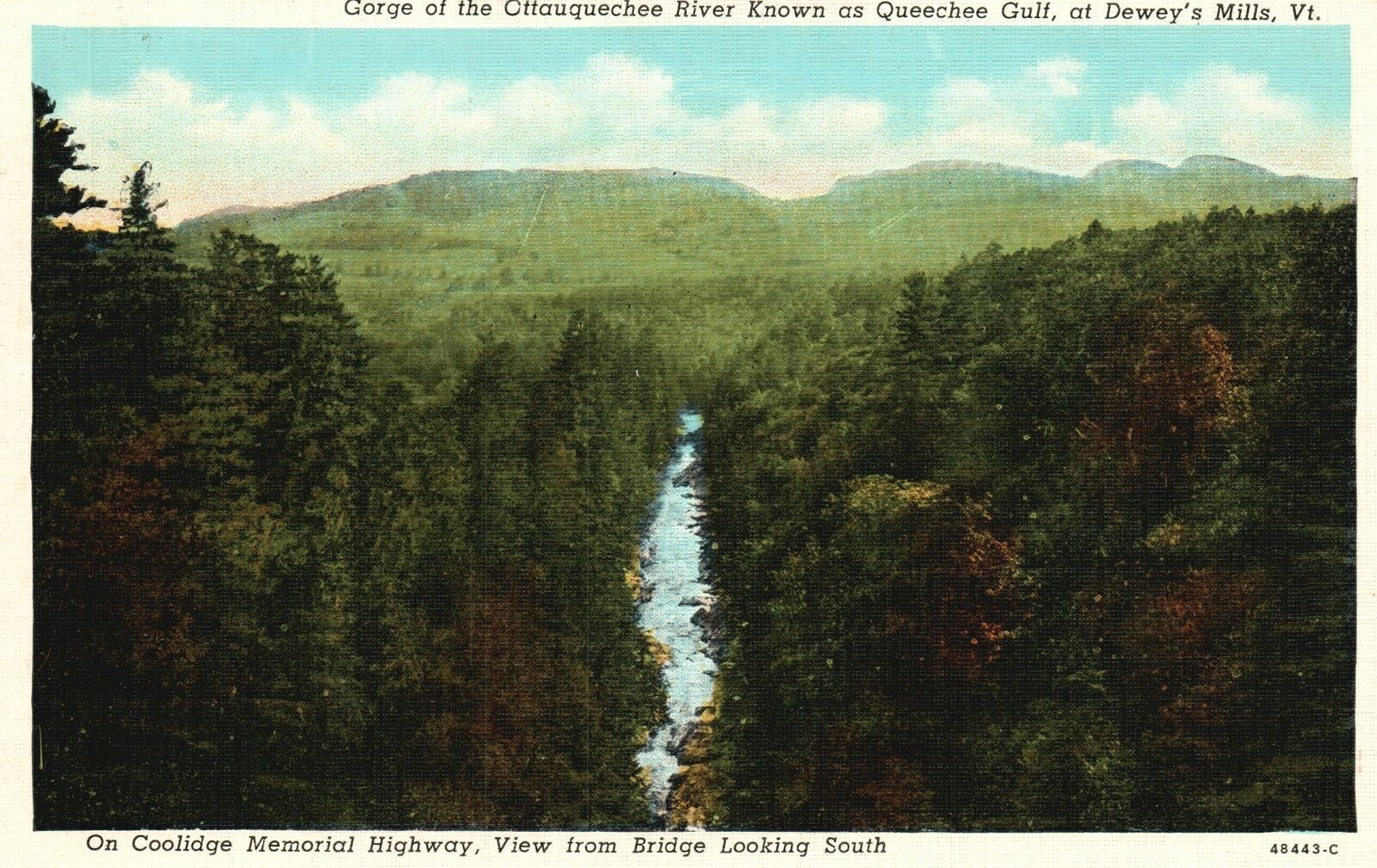 Vintage Postcard Gorge Ottauquechee River Quechee Gulf Dewey\'s Mills Vermont VT Vintage Postcard Gorge Ottauquechee River Quechee Gulf Dewey\'s Mills Vermont VT