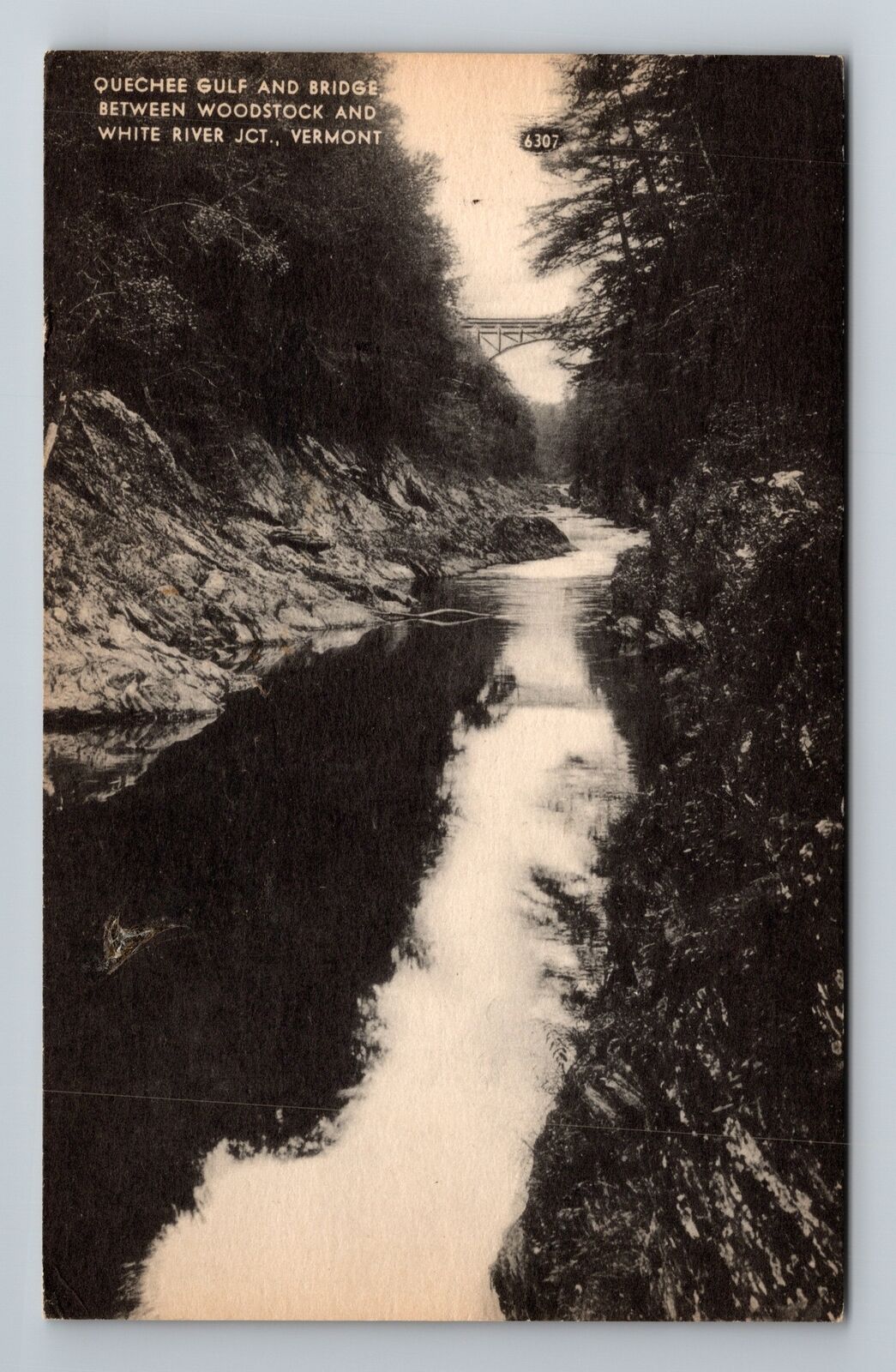 White River VT-Vermont, Quechee Gulf And Bridge, Antique Vintage c1951 Postcard