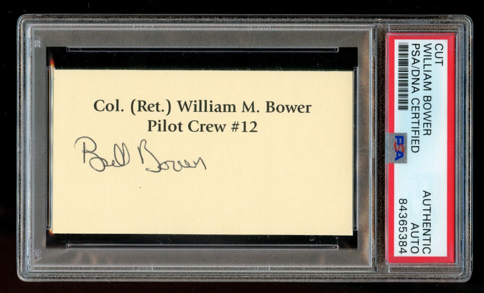 William Bill Bower signed autograph 2x4 cut Doolittle Raider Pilot Crew #12 PSA 