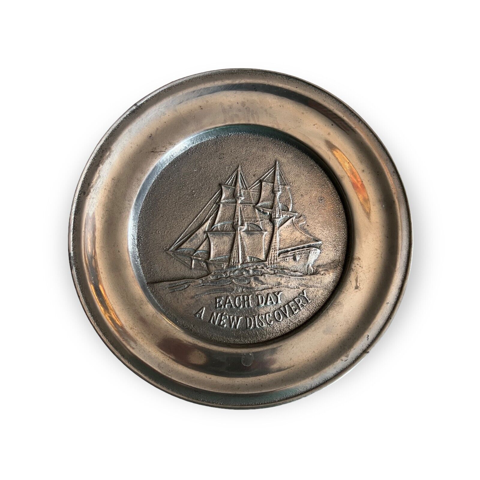Vintage Nautical Pewter Dish. 