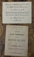1889 Montpelier High School Fifth Annual Commencement Programme Louden’s Hall picture
