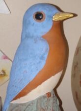 Chester Nicodemus, Pottery Ferro-Stone Bird Figurine  Blue, Orange, Tan w/Green picture