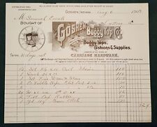 1903 antique GOSHEN BUGGY TOP CO RECEIPT goshen in CARRIAGE HARDWARE saddle  picture