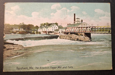 Topsham Maine Bowdoin Paper Mill & Falls Postcard 1907 picture