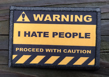 Warning I Hate People Funny Tactical Army Removable Hook and Loop Morale Patch picture