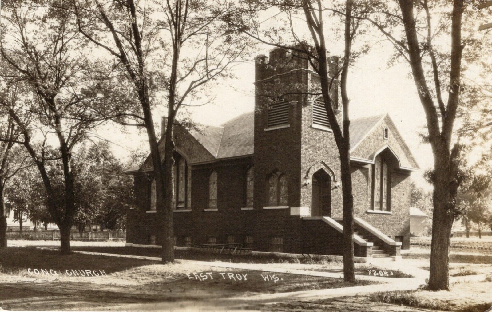 Vintage RPPC Cong. Church, East Troy WI