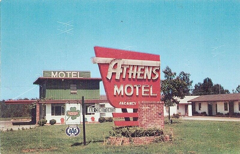 Athens GA Athens Motel Postcard AAA Superior Unused