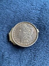 1886 Sterling Silver Morgan Dollar Money Clip Anson Collectible picture
