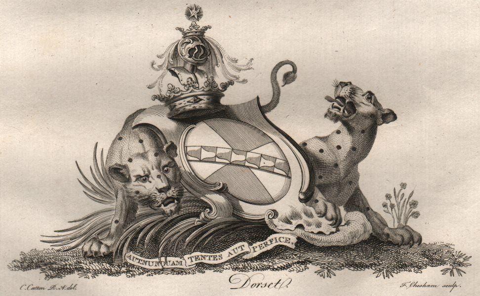 DORSET. Coat of Arms. Heraldry 1790 old antique vintage print picture