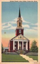 Postcard ME Waterville Colby College Lorimer Chapel Linen Antique Vintage e8160 picture