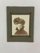 Woman Feather Hat Black Dress Vintage B&W Photograph 2 x 2.75 Newark NJ picture