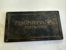 The Bellows Co Akron Ohio - Metal Name Plate 5x2.5” picture