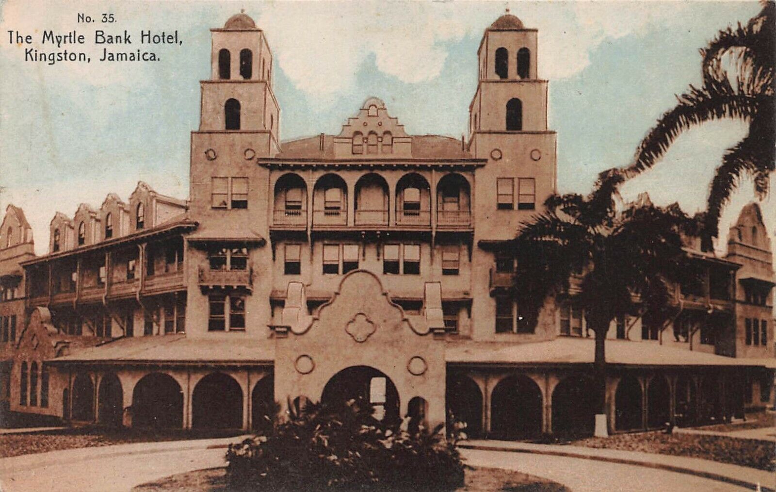 The Myrtle Bank Hotel, Kingston, Jamaica, Early Postcard, Unused
