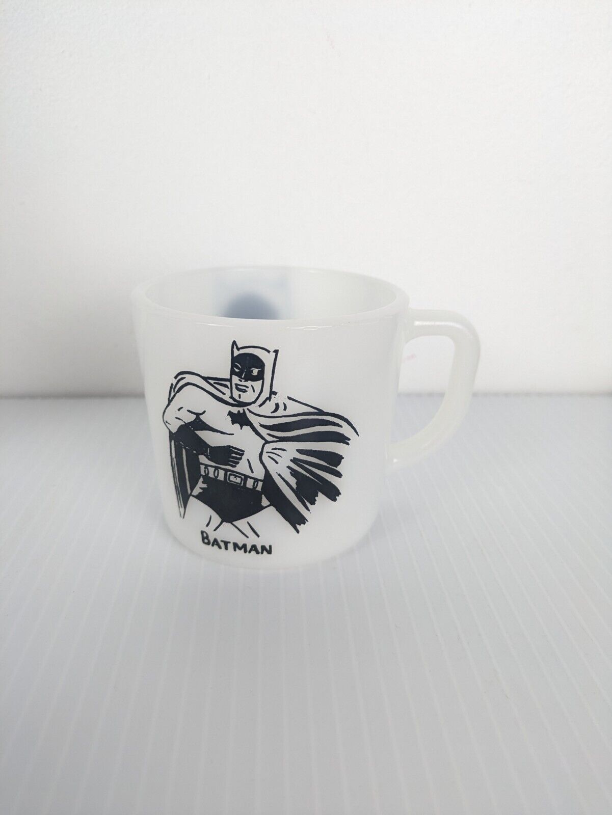 Westfield Milk Glass Coffee Mug Vintage Batman Double Sided Black Graphic 6 OZ