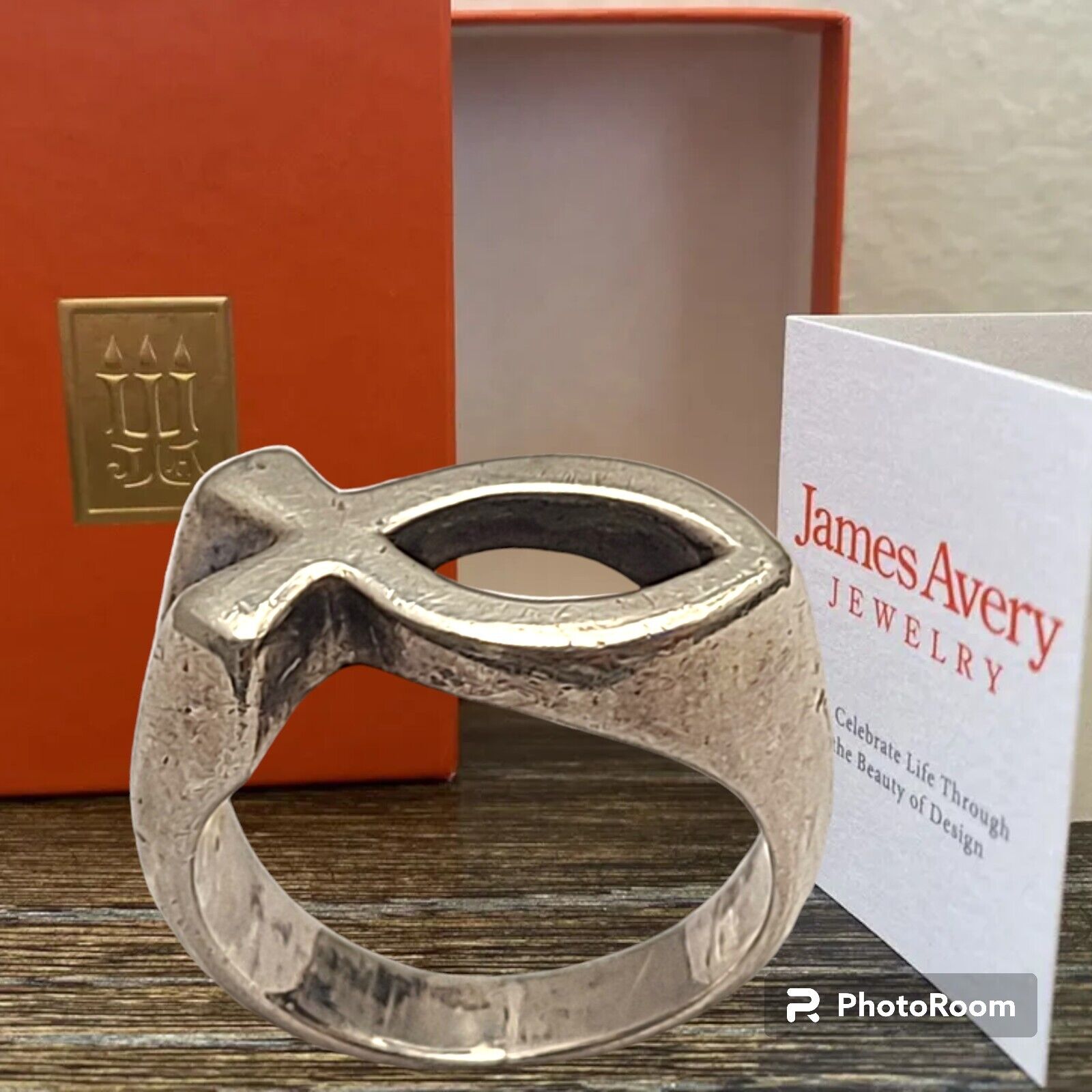  Retired Vintage JAMES AVERY STERLING SILVER ICHTHUS FISH RING SIZE 10