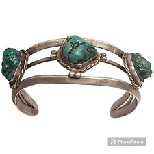  Hyson Stephen Naseyoma Carico Lake Turquoise Nugget Sterling Silver Bracelet  picture