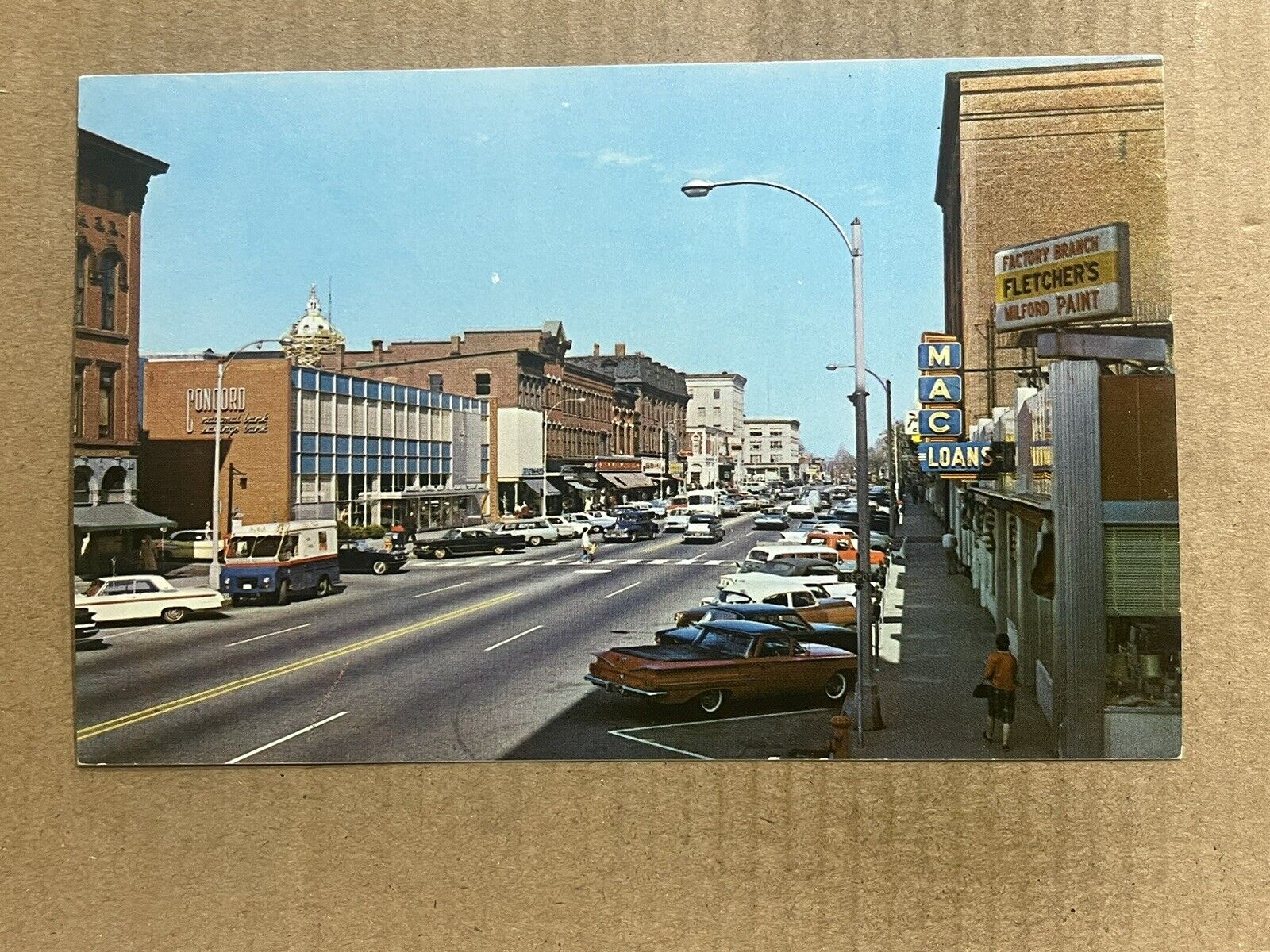Postcard Concord NH New Hampshire Main Street Old Cars Vintage PC