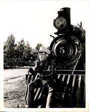 BR52 Rare Orig Photo WILL HUTCHINS Sugarfoot Western Star Riding on Old Train picture