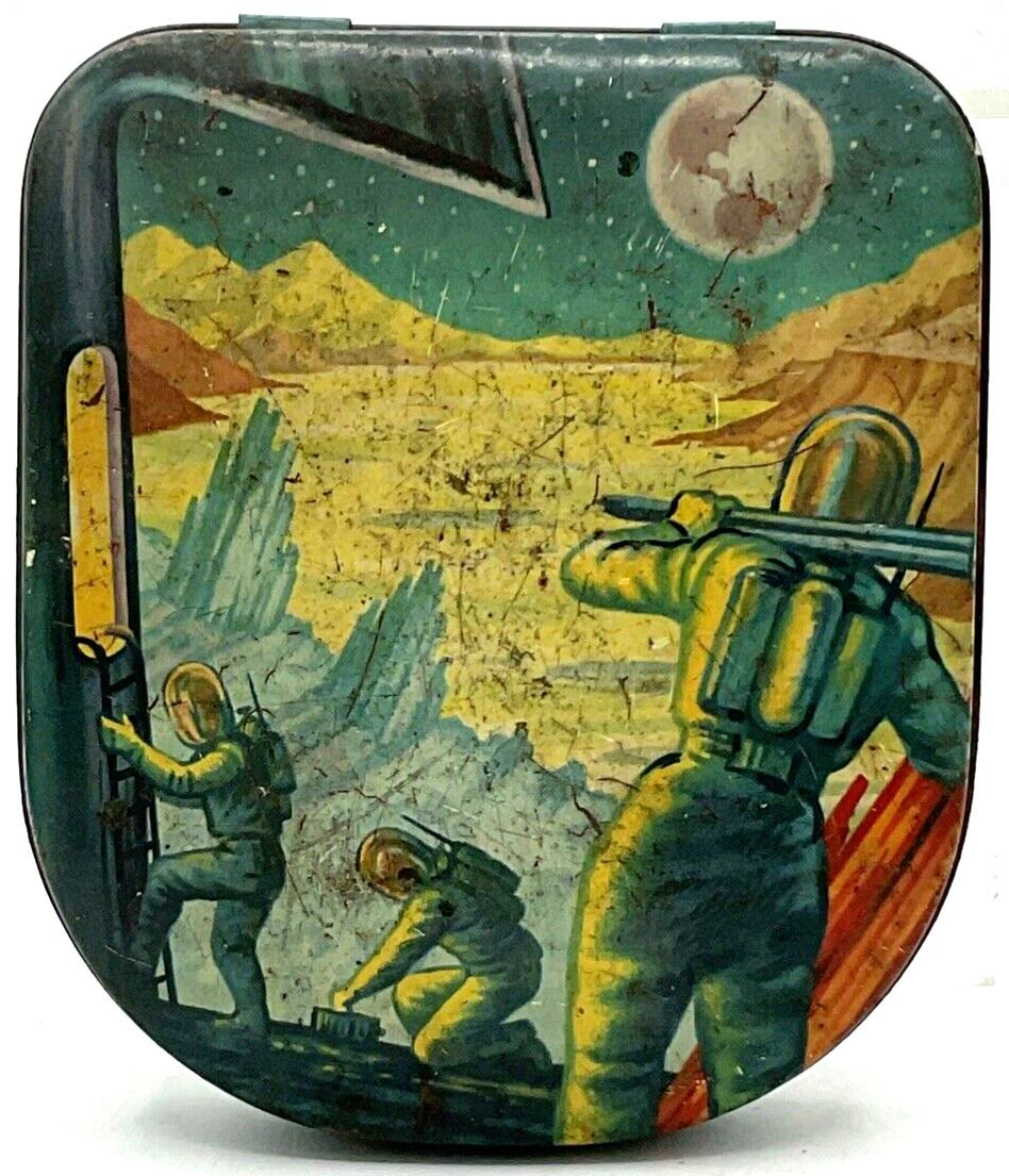 Vintage Space Astronaut Moon Earth Tin Edward Sharp & Sons England Maidstone