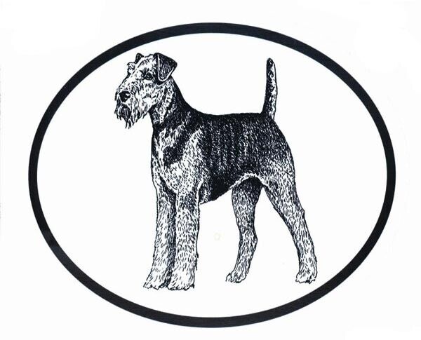 Airedale Terrier Decal - Dog Breed Oval Vinyl Black & White Window Sticker