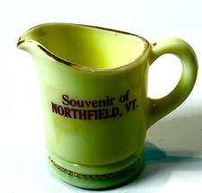 HARDWICK VT VERMONT Uranium Custard Souvenir ANTIQUE Glass TRINKET CREAMER picture