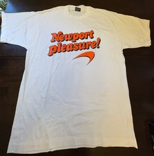 Newport Pleasure T Shirt Vintage 1990s FOTL Cigarette Promo White SIZE LARGE picture