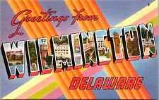 Wilmington Delaware DE Large Letter Greetings Linen Postcards B41 picture