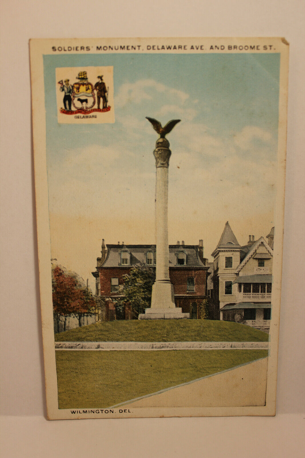 Postcard Soldiers Monument Delaware Ave And Broome St Wilmington DE