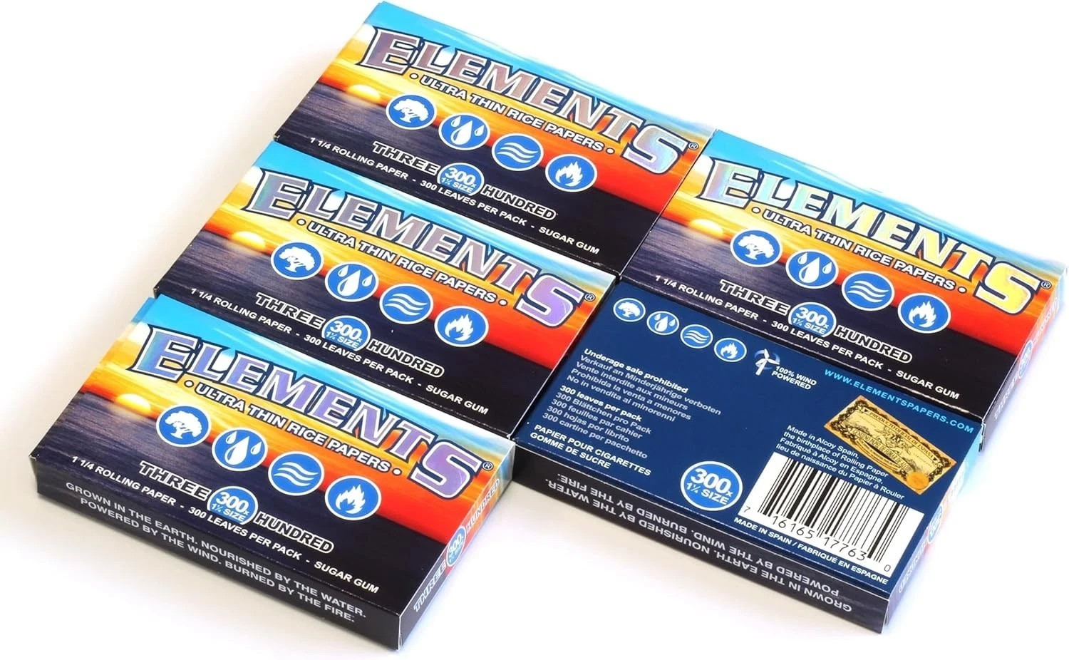ELEMENTS 300 Ultra Thin Rice Rolling Paper 1.25 1 1/4 Size, 5 Pack = 1500 Leaves ELEMENTS 300 Ultra Thin Rice Rolling Paper 1.25 1 1/4 Size, 5 Pack = 1500 Leaves