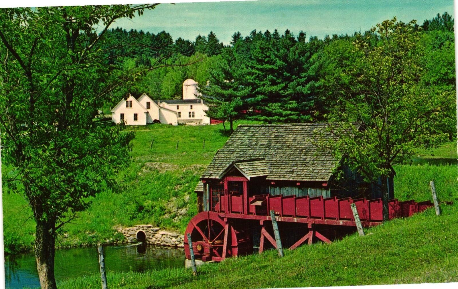 Vintage Postcard- Old Mill and Waterwheel, Guildhall, VT 1960s