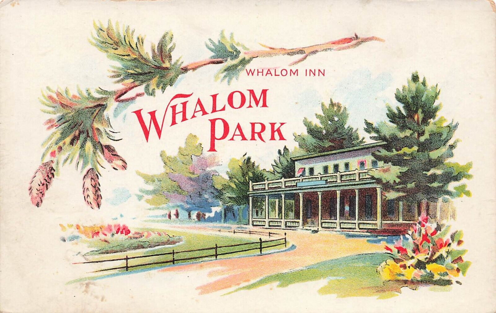 Lunenburg Whalom Amusement Park Inn MA Massachusetts Old Postcard  LP21