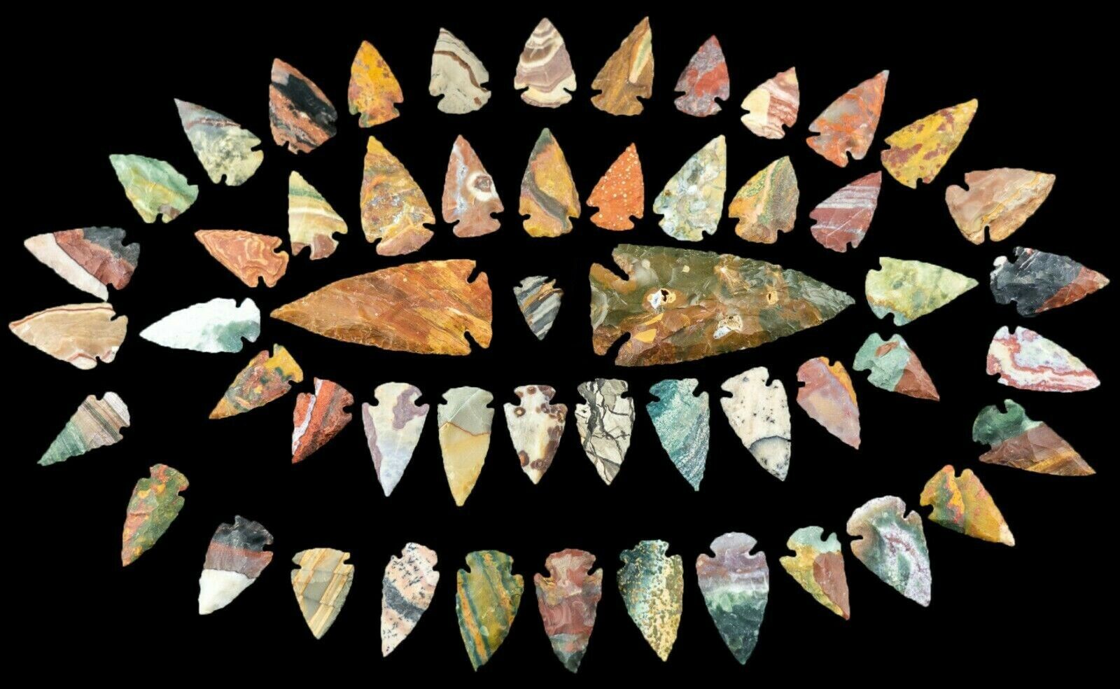 ** 52 pc lot Flint Arrowhead Ohio Collection Project Spear Points Knife Blade **