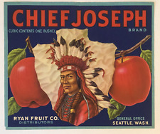 Chief Joseph Brand Apple Crate Label - Older Version with Borders picture