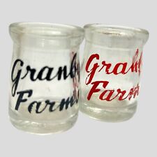 Set Of 2 Vintage Granby Farms Dairy Creamer jars 1.5” Red And Black Lettering picture
