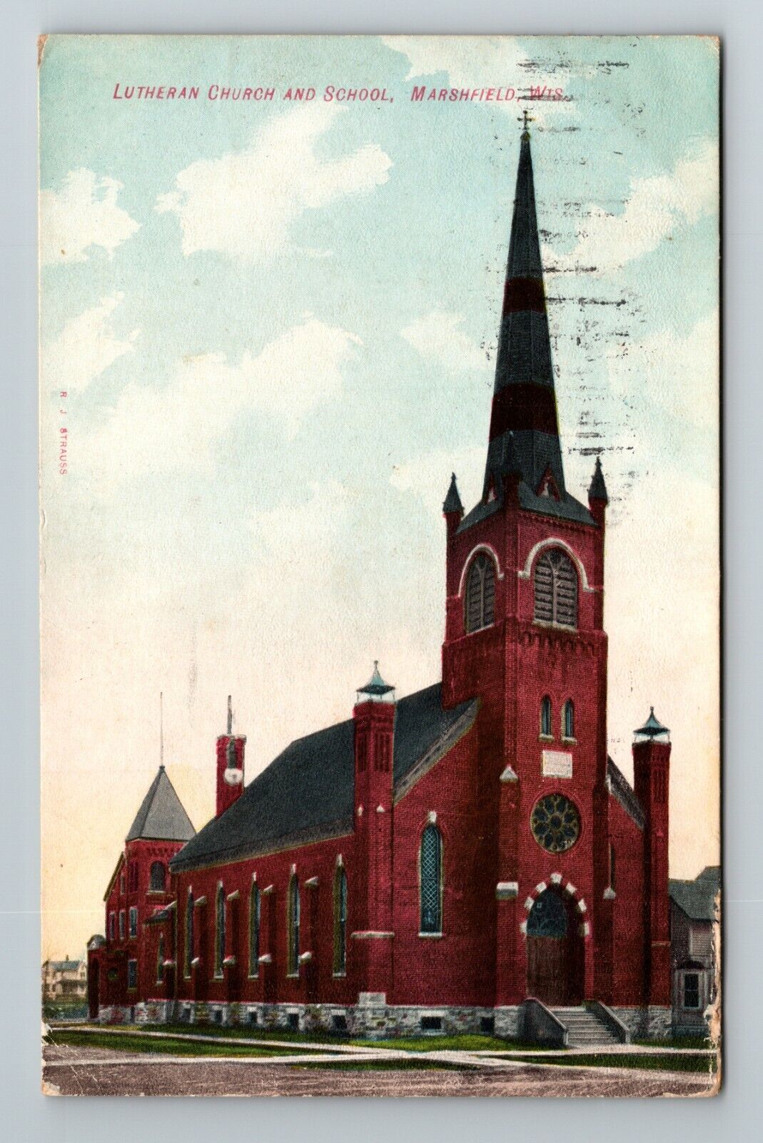 Marshfield WI-Wisconsin, Lutheran Church and School, c1907 Vintage Postcard