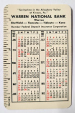 NOS 1961 Pocket Calendar Warren National Bank Allegheny Valley Kinzua, PA UNUSED picture