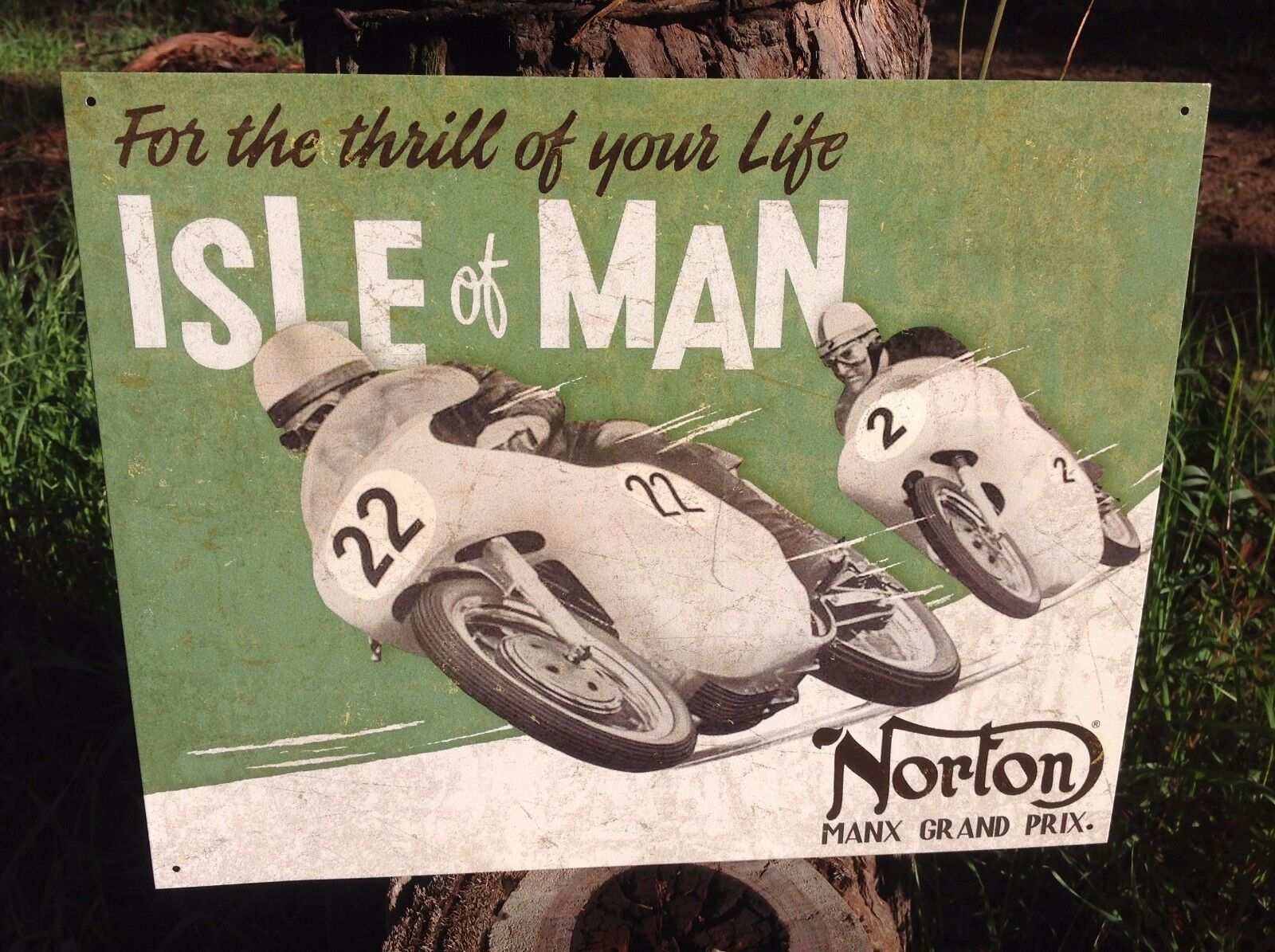Norton Manx Isle of Man Grand Prix Motorcycle Tin Metal Sign Wall Garage 