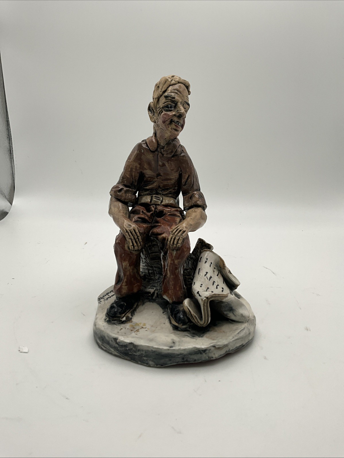 Norman Underhill Seated Newspaper Reader Figurine Hand Painted England Norman Underhill Seated Newspaper Reader Figurine Hand Painted England