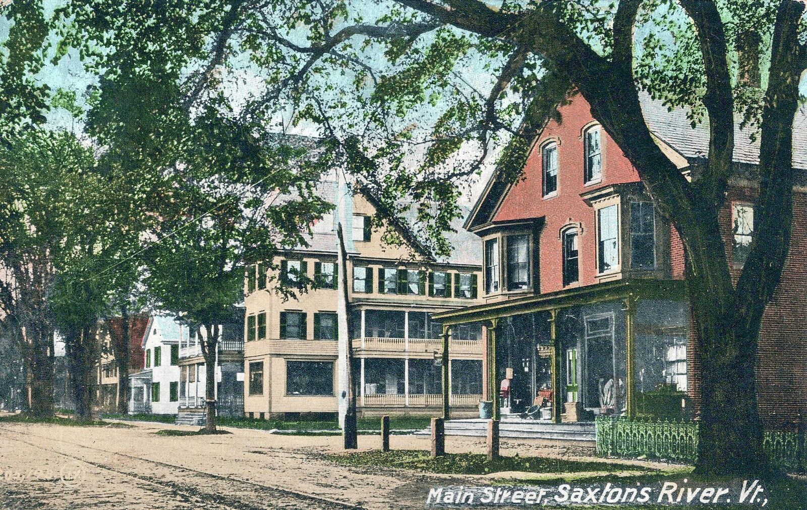 SAXTONS RIVER VT - Main Street Postcard - 1912