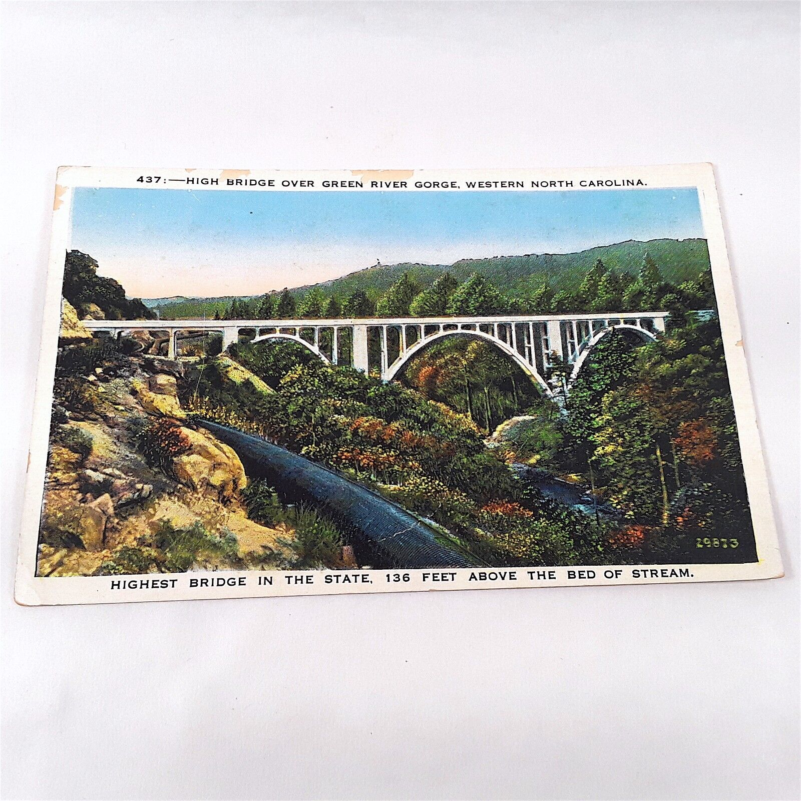 Green River Gorge High Bridge North Carolina Blue Ridge Postcard 1930-45