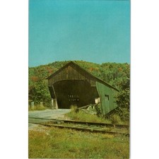 Railroad Covered Bridge Bartonsville Chester Vermont Vintage Postcard PD1 picture