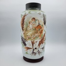Antique Large Bristol Glass Vase FRANCOIS BOUCHER Signed Hand painted Accents picture